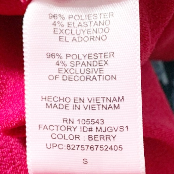 Narciso Rodriguez for DesigNation Long Sleeve Ruched Front V-Neck Knit Top Berry - Picture 7 of 8